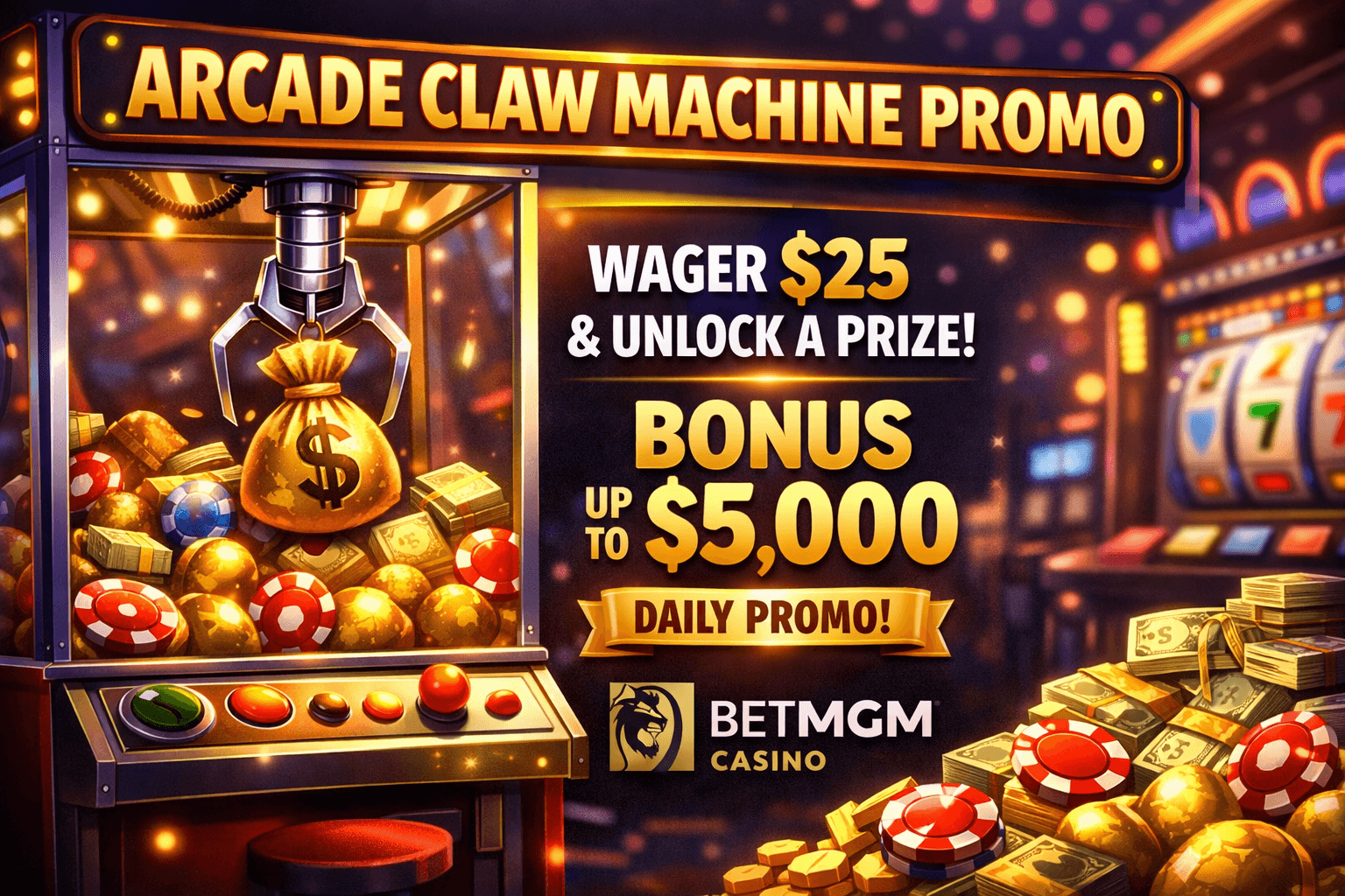 Arcade Claw Machine Promo at BetMGM