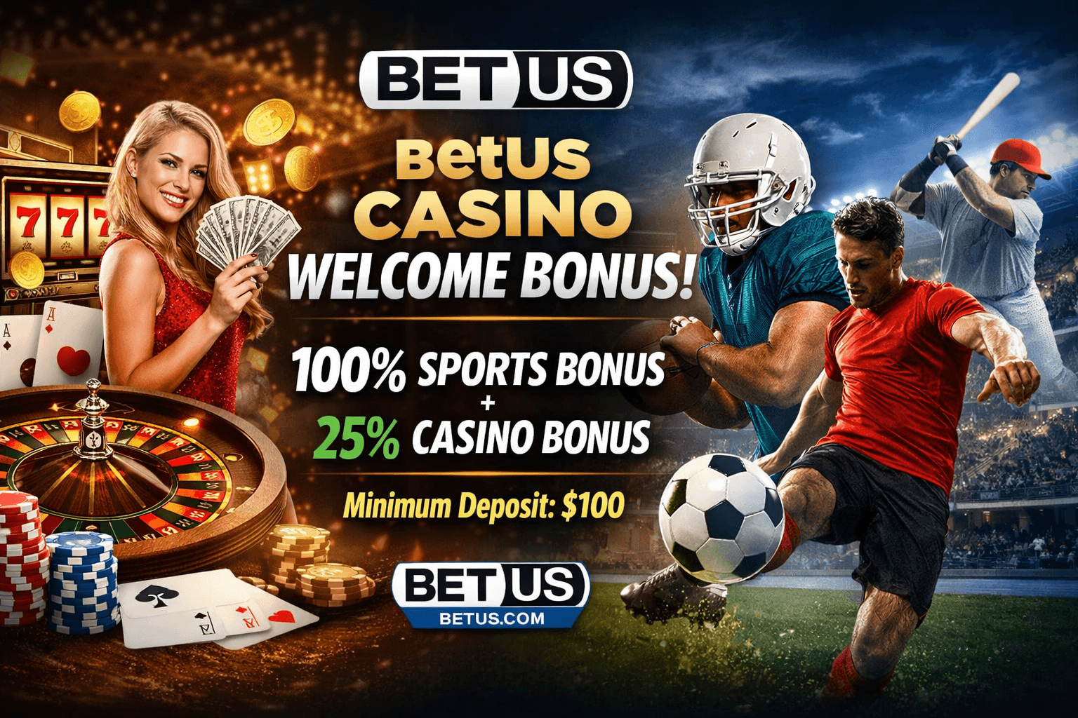 BetUS Welcome Bonus: Sports + Casino Boost
